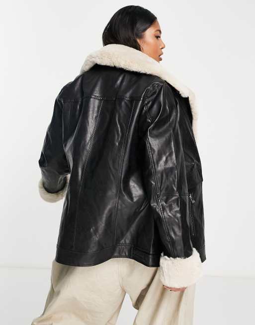 Faux fur trim deals biker jacket