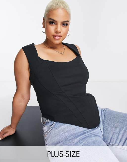 River Island Plus corset top in black