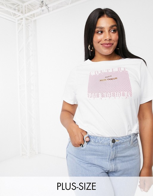 River Island Plus couture t-shirt in white