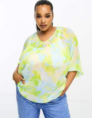 River Island Plus cross neck blouse in blue print - ASOS Price Checker