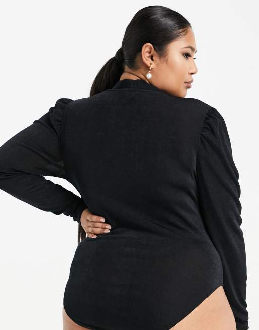 River Island Plus – Czarne kopertowe body, 2 z 4