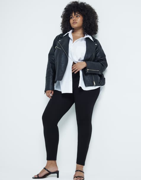 River Island Plus – Czarne legginsy z podwyższonym stanem - view 1