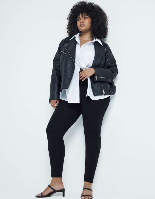 River Island Plus – Czarne legginsy z podwyższonym stanem