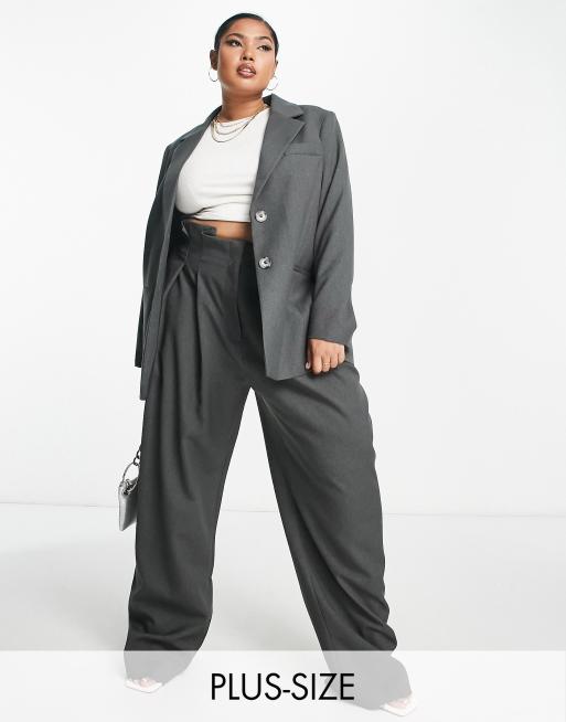 River Island Plus Dad Hose In Grau Mit Weitem Bein Kombiteil Asos