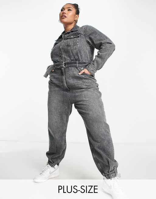 Plus size denim boiler hot sale suit