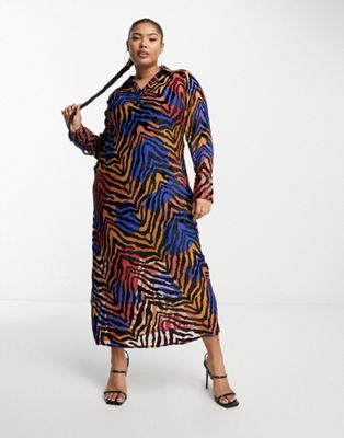 River Island Plus devore shirt maxi dress in multi - ASOS Price Checker