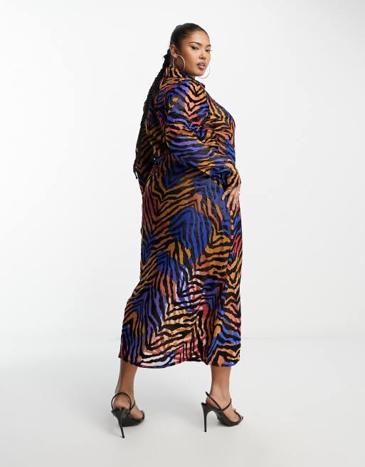 River Island Plus devore shirt maxi dress in multi | ASOS