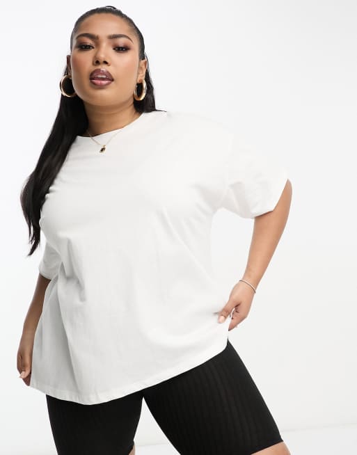 River Island Plus drop shoulder t-shirt in white ASOS