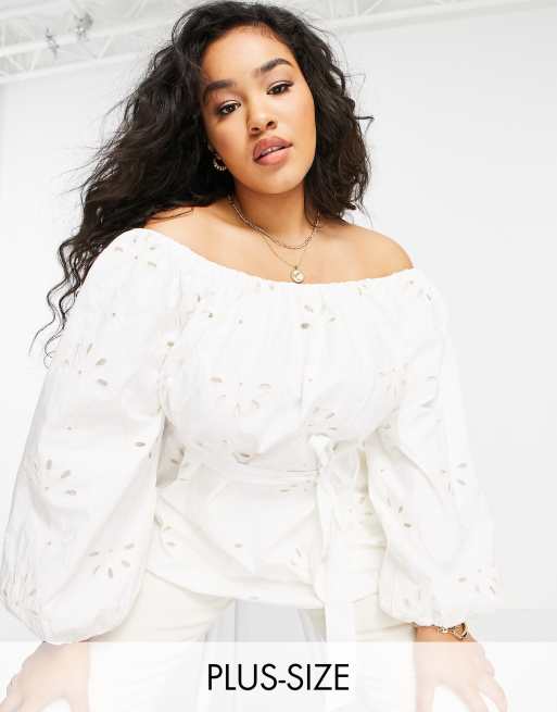 bardot camille eyelet blouse