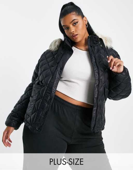 Plus size faux fur hotsell hooded jacket