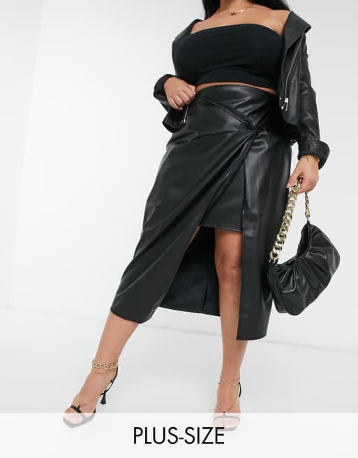 River island leather hot sale midi skirt