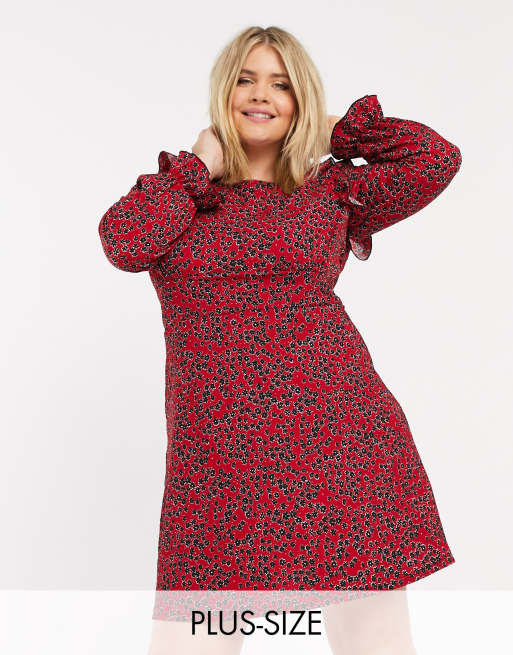 river island red flower dress