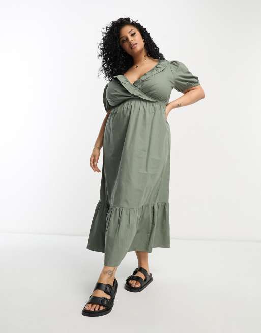 Plus size cheap khaki dress