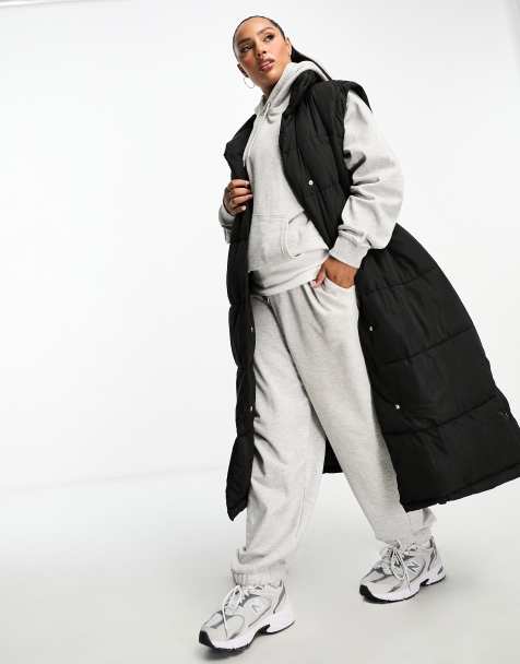 River Island Plus - Gilet imbottito nero taglio lungo - view 1