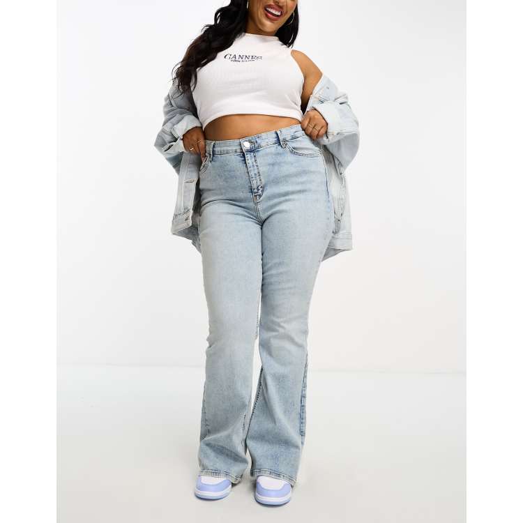 High waisted bell hot sale bottom jeans plus size