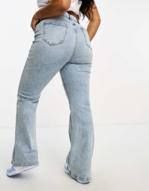 Plus blue high waist flare jeans