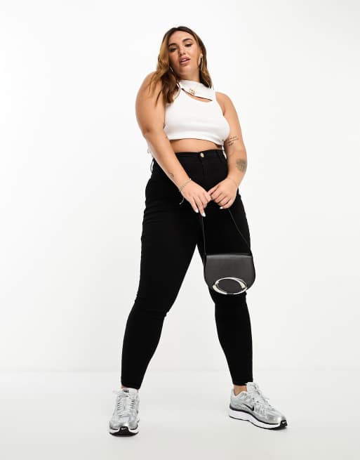 River Island Plus high rise jeans in black