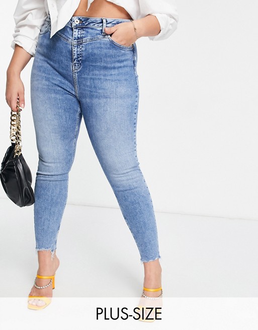 River Island Plus high rise skinny jeans in light authentic wash