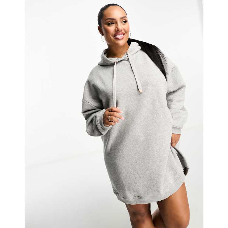 River Island Plus hoodie mini dress in gray heather
