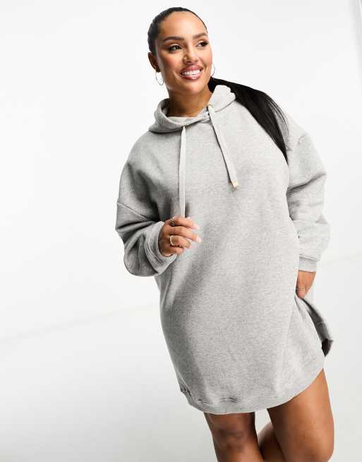 River Island Plus hoody mini dress in grey marl