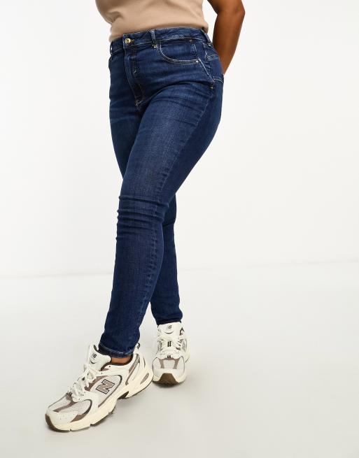 River Island Plus - Jeans skinny a vita alta blu scuro