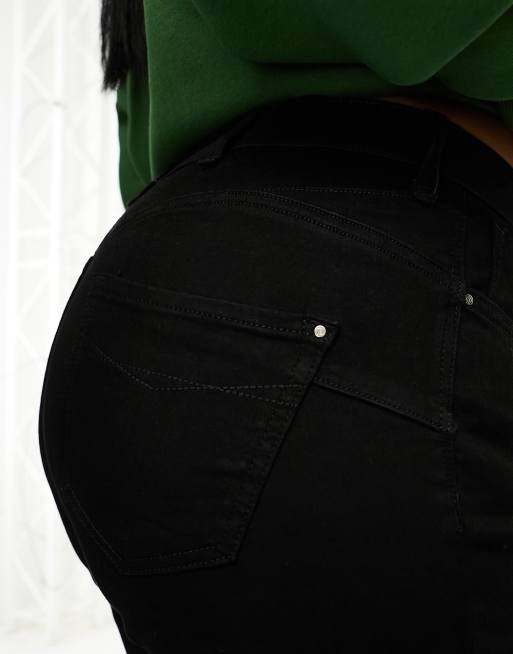 River Island Plus - Jeans skinny modellanti a vita medio alta neri, 5 di 5