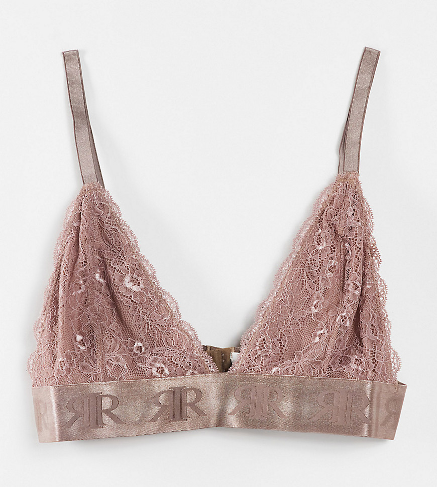 lace triangle bra in mocha - part of a set-Brown
