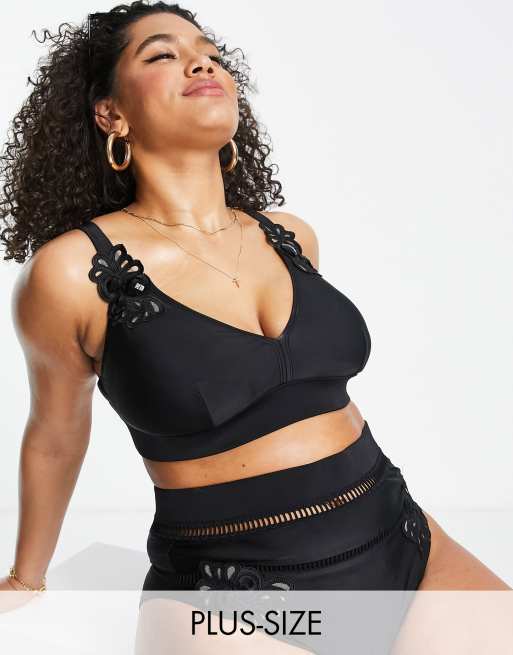 Plus size black swim top best sale