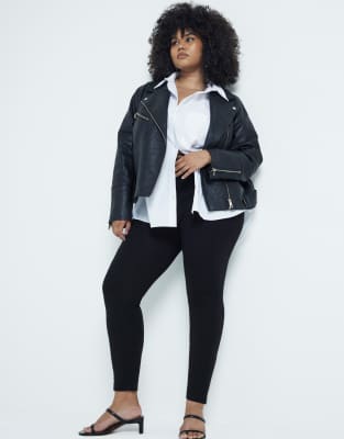 River Island Plus - Leggings mit hohem Bund in Schwarz