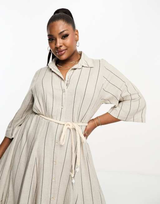 Plus Size shirtdress plus size striped dress plus size linen dresses