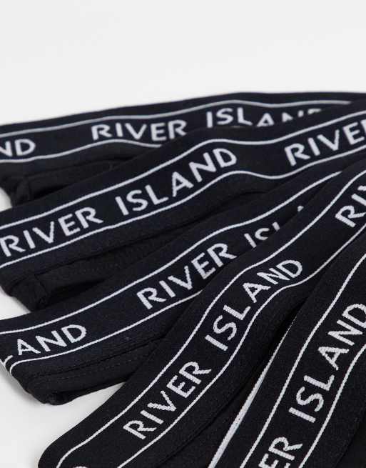 River Island Plus logo tapeband 5 pack of thongs in black, 3 of 4