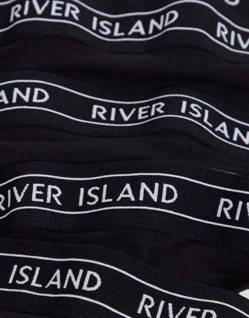 River Island Plus logo tapeband 5 pack of thongs in black, 4 of 4