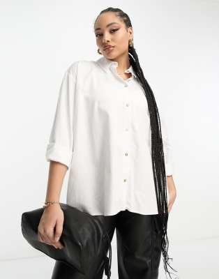 River Island Plus long sleeve shirt in white