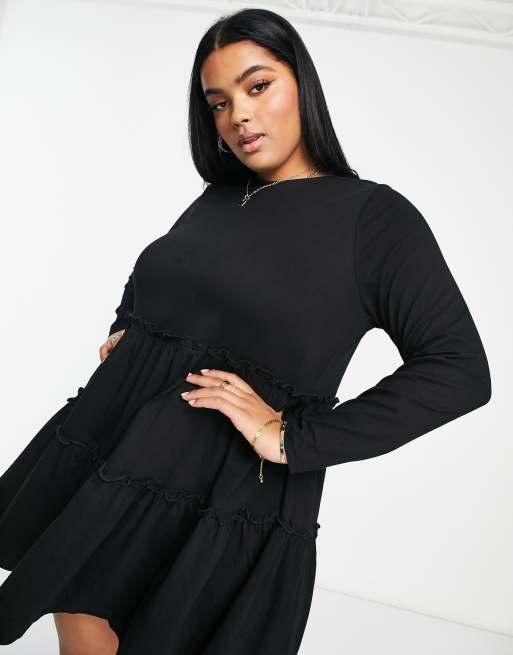 Cosmetics Black T Shirt Smock Dress River Island Plus Long Sleeved