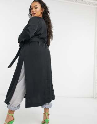 Black duster clearance coat plus size