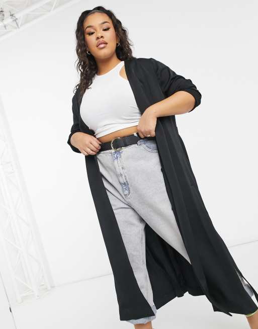 Plus size clearance black duster jacket