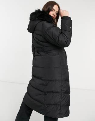 river island longline parka jacket in black