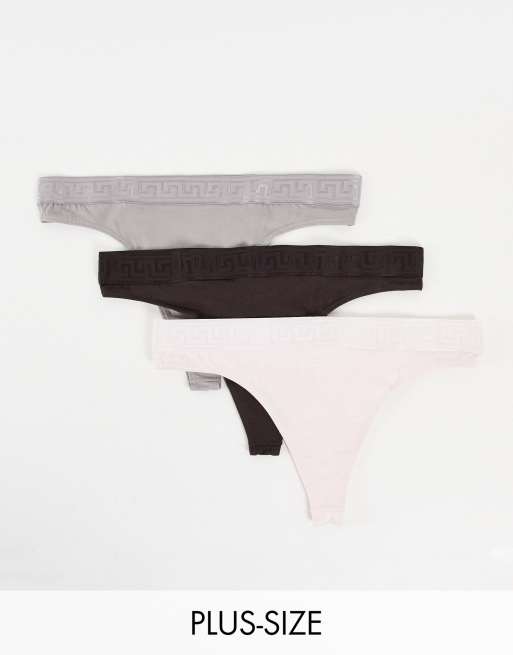 River Island Plus - Lot de 3 strings ton sur ton - Multicolore