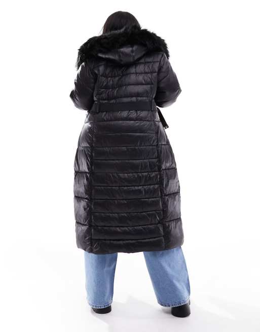 Black puffer hot sale with fur