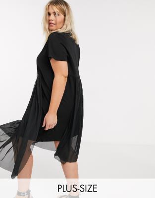 plus size mesh t shirt dress