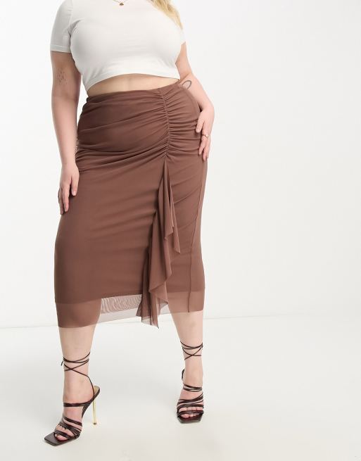 Plus size shop mesh midi skirt