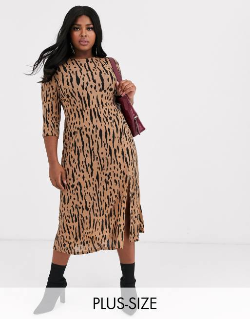 River Island Plus midi dress in leopard print | ASOS