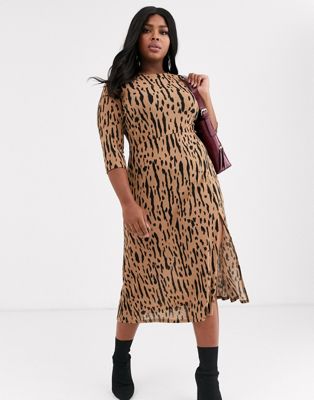 river island leopard midi dress