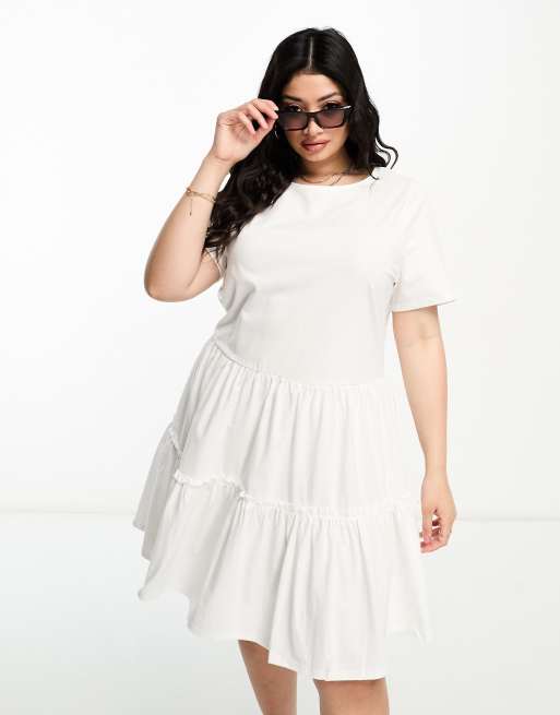 Plus size store white smock dress