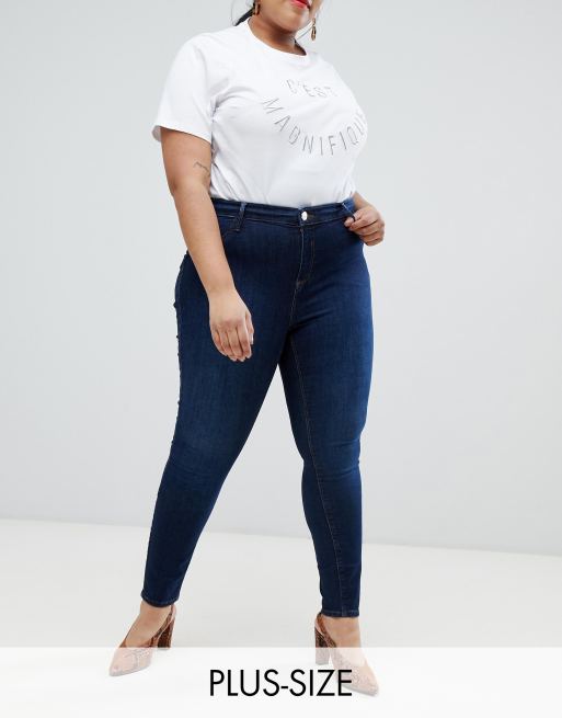 River Island Plus Molly mid rise skinny jeggings in dark wash | ASOS