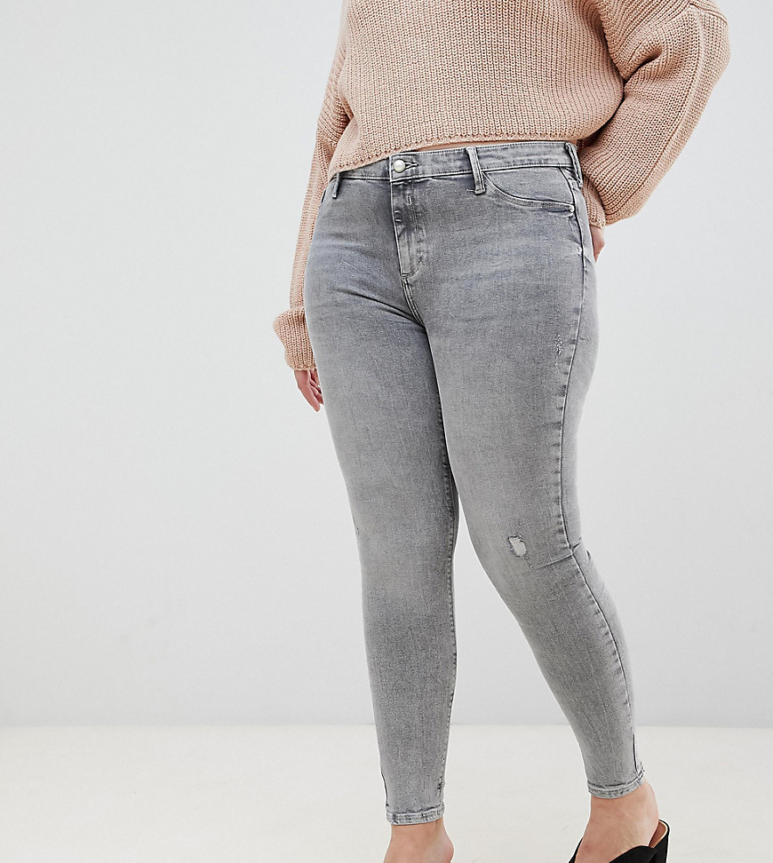 River Island Plus Molly skinny jeans in washed gray-Grey