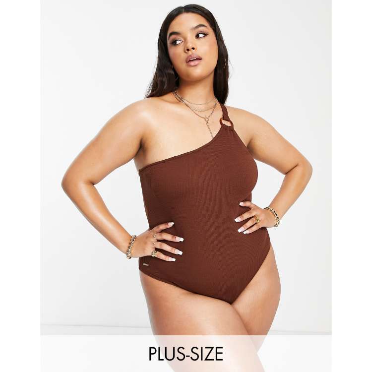 Plus size one hot sale shoulder swimsuit