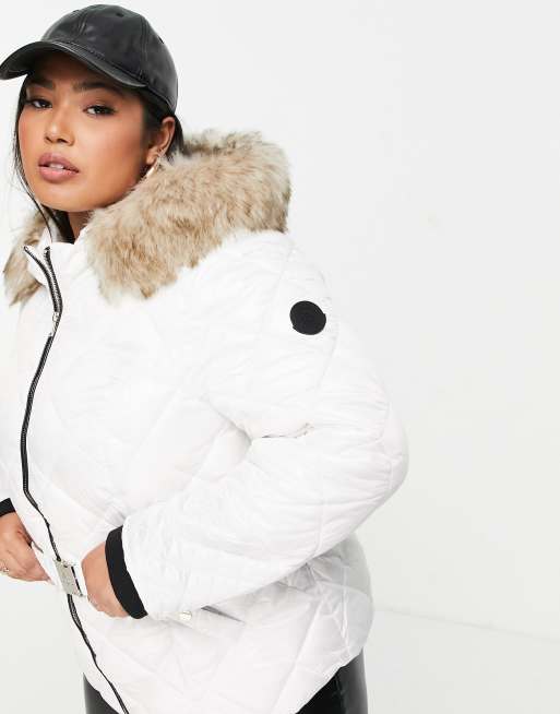 White coat with fluffy hot sale hood