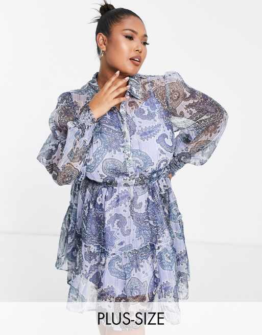 Blue paisley hotsell print dress