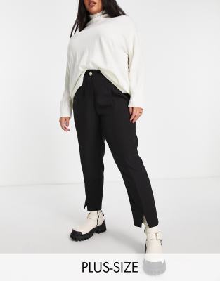 River Island Plus split side cigarette trouser in black - ASOS Price Checker